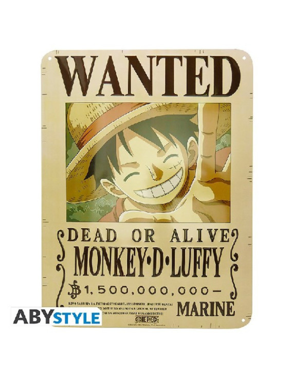 ONE PIECE - Plaque mtal Luffy Wanted New World 28x38