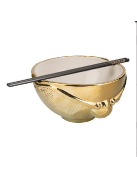 HARRY POTTER BOL  A RAMEN AVEC BAGUETTES VIF D OR